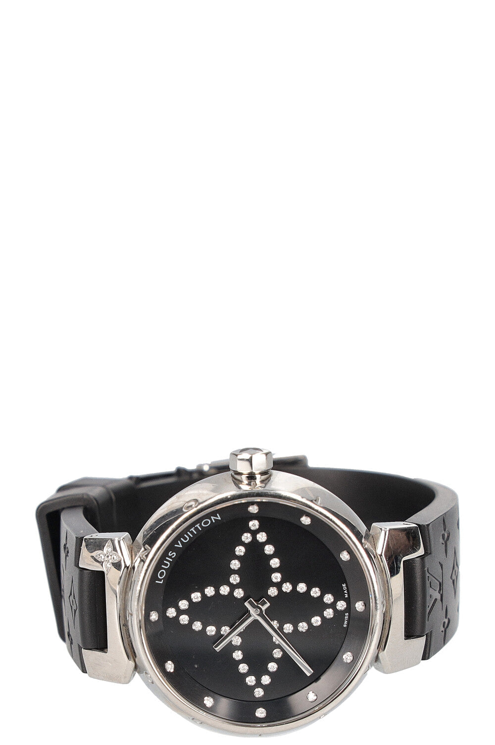 LOUIS VUITTON Watch Tambour Medium Forever Black with Diamonds