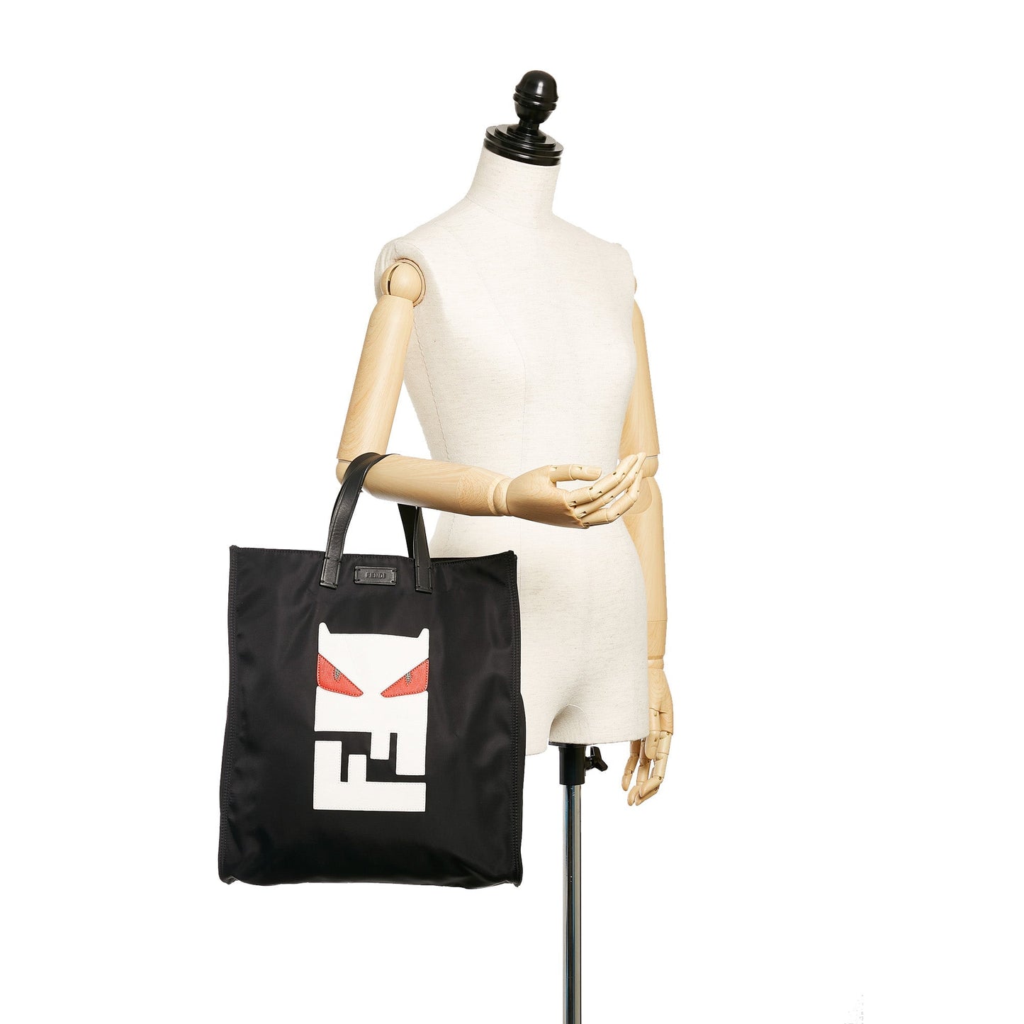 Black Fendi Monster Nylon Tote Bag