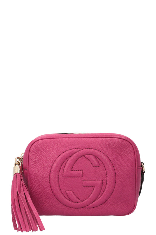 GUCCI Soho Disco Crossbody Bag Leather Fuchsia