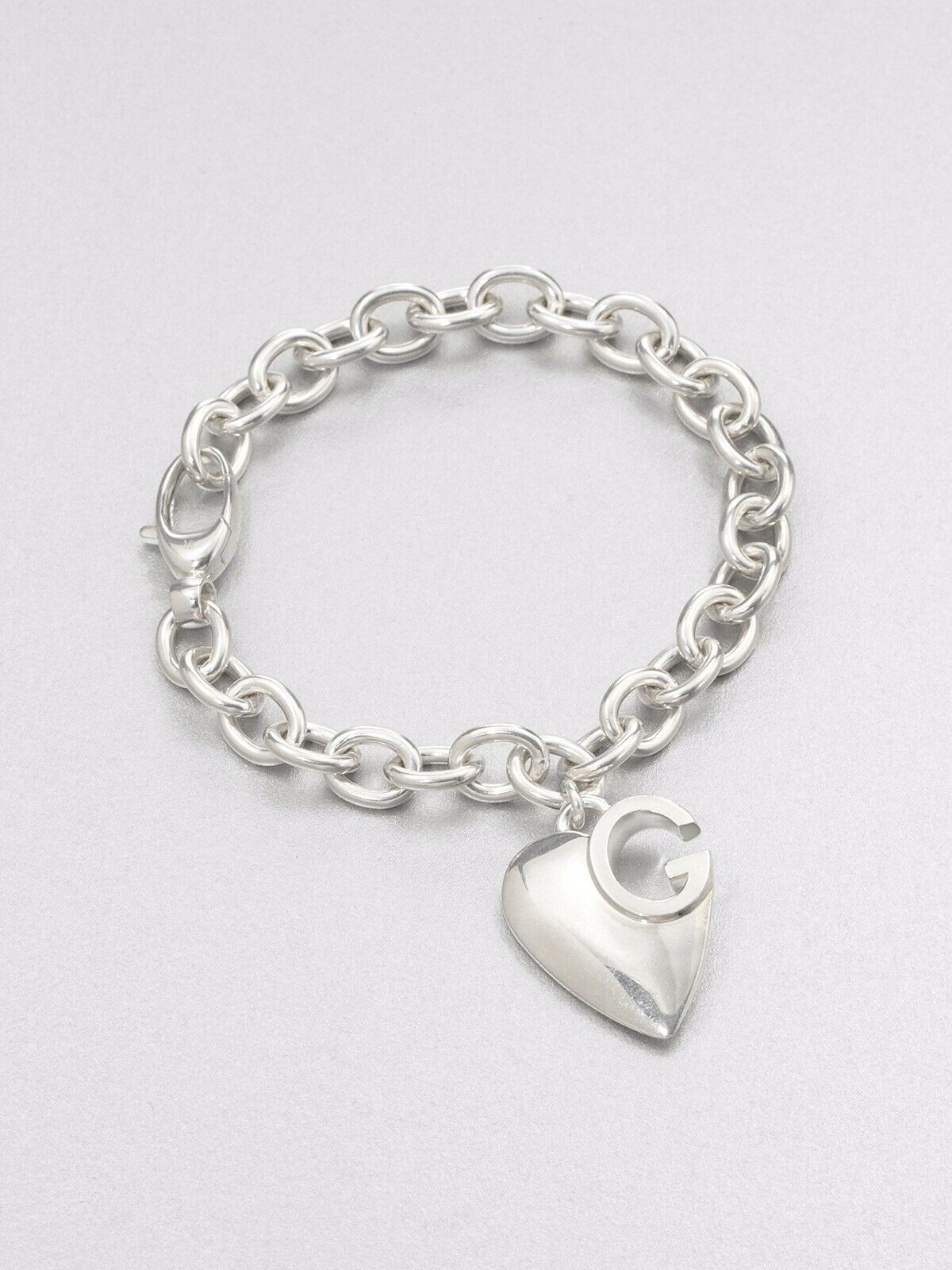 GUCCI G HEART CHARM SILVER BRACELET