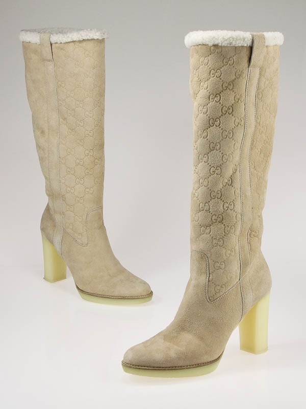 Gucci Guccissima Suede & Shearling Boots