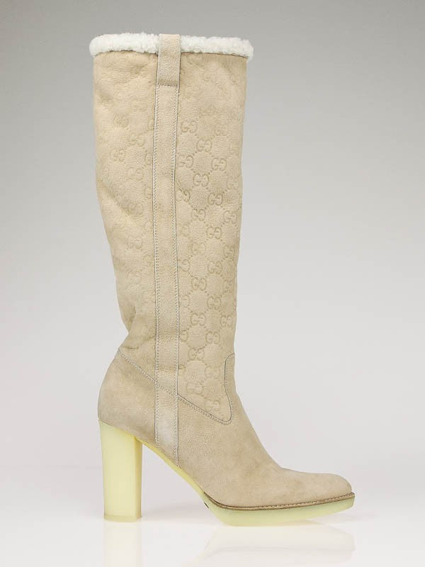 Gucci Guccissima Suede & Shearling Boots