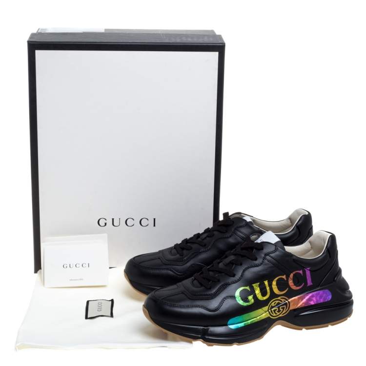 Gucci Black Leather Python Gucci Logo Sneakers
