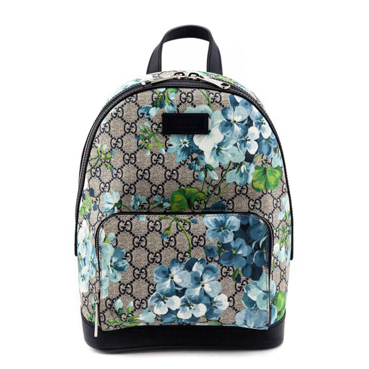 Gucci Blue GG Supreme Monogram Blooms Small Day Backpack