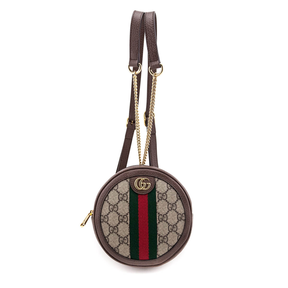 Gucci Brown GG Supreme Web Mini Ophidia Round Backpack