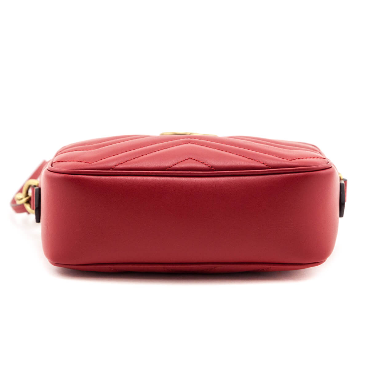 Gucci Hibiscus Red Calfskin Matelasse Mini GG Marmont Crossbody