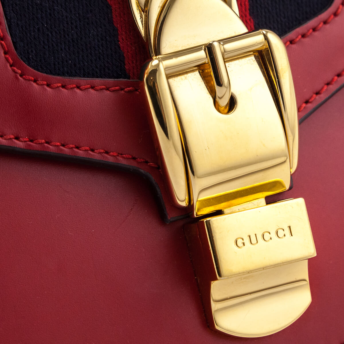 Gucci Hibiscus Red Calfskin Mini Sylvie Chain Shoulder Bag