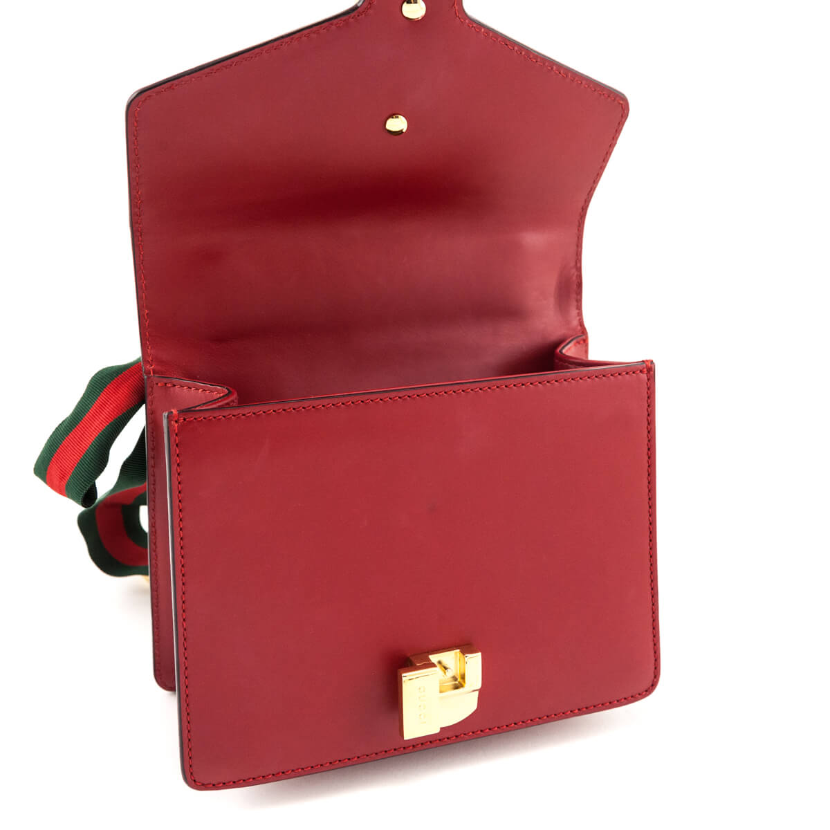 Gucci Hibiscus Red Calfskin Mini Sylvie Chain Shoulder Bag