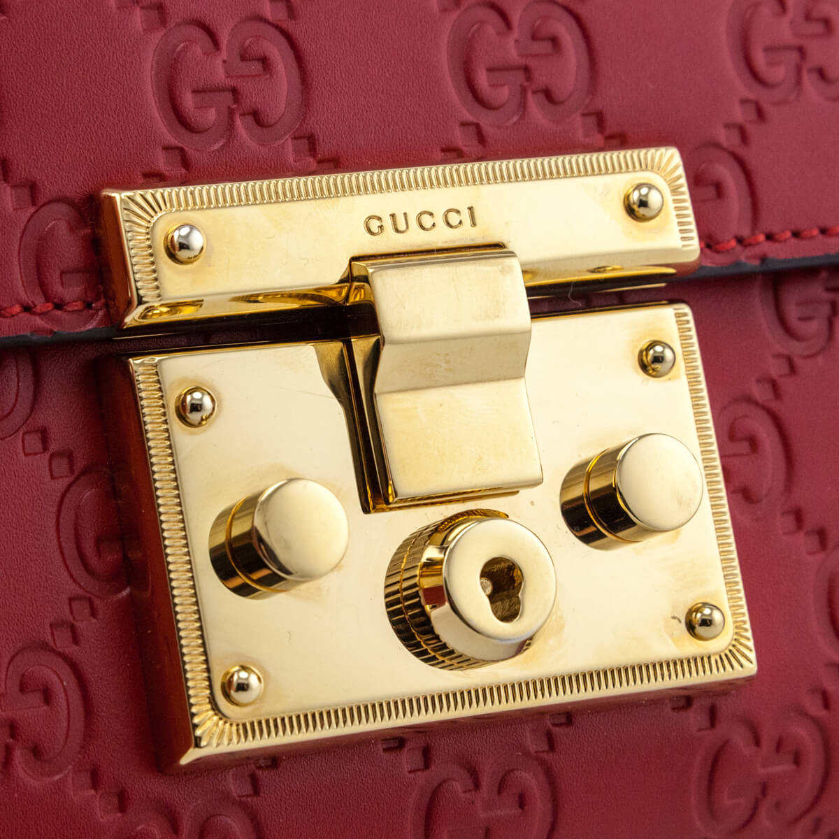 Gucci Red Guccissima Small PadLock Shoulder Bag