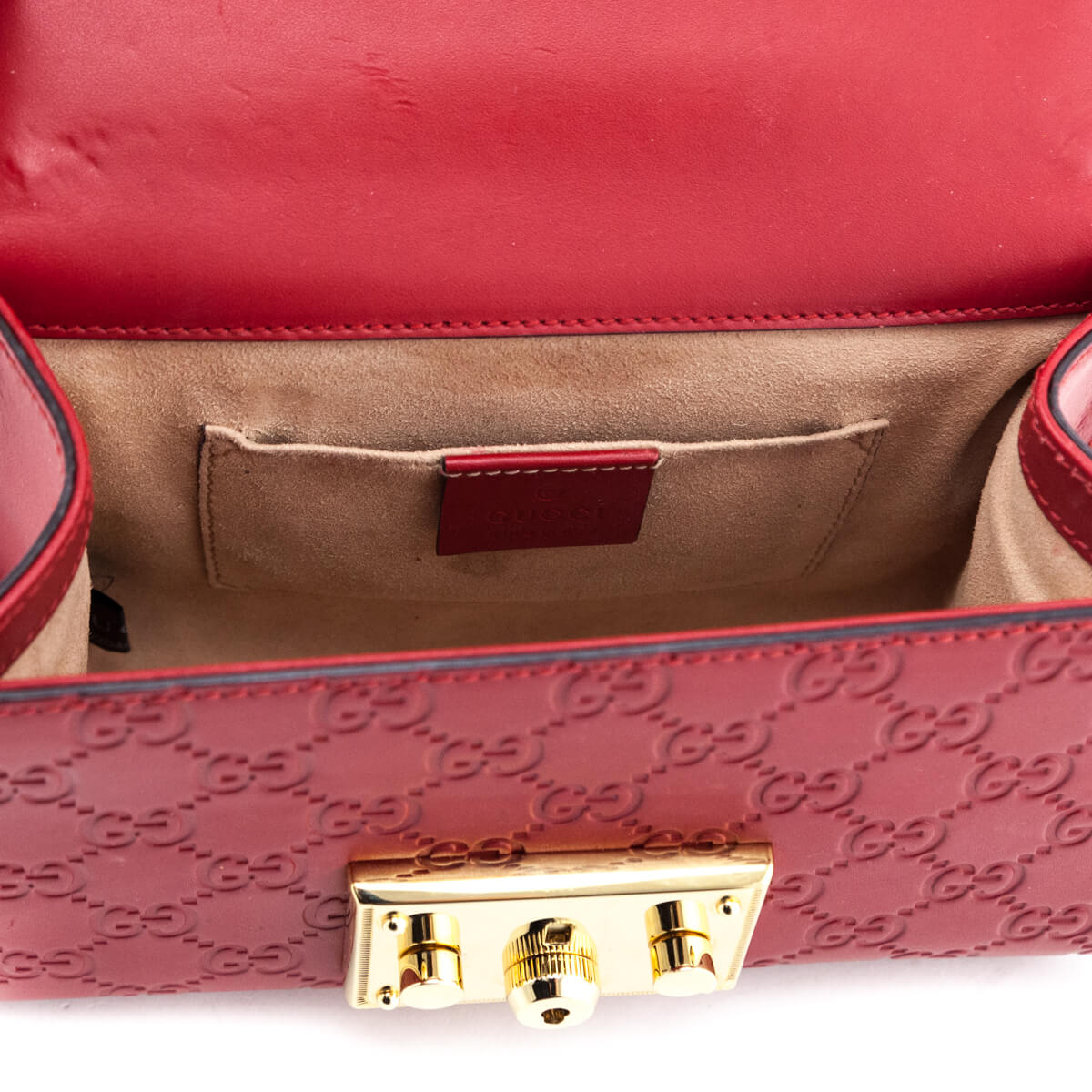 Gucci Red Guccissima Small PadLock Shoulder Bag