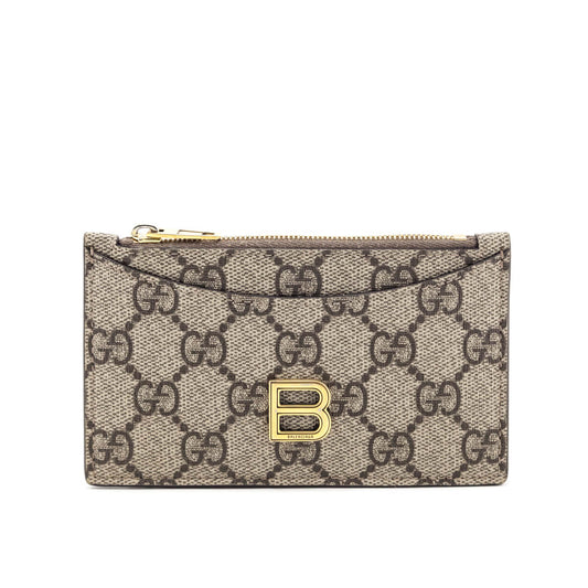 Gucci x Balenciaga Beige GG Supreme Monogram Zip Card Case