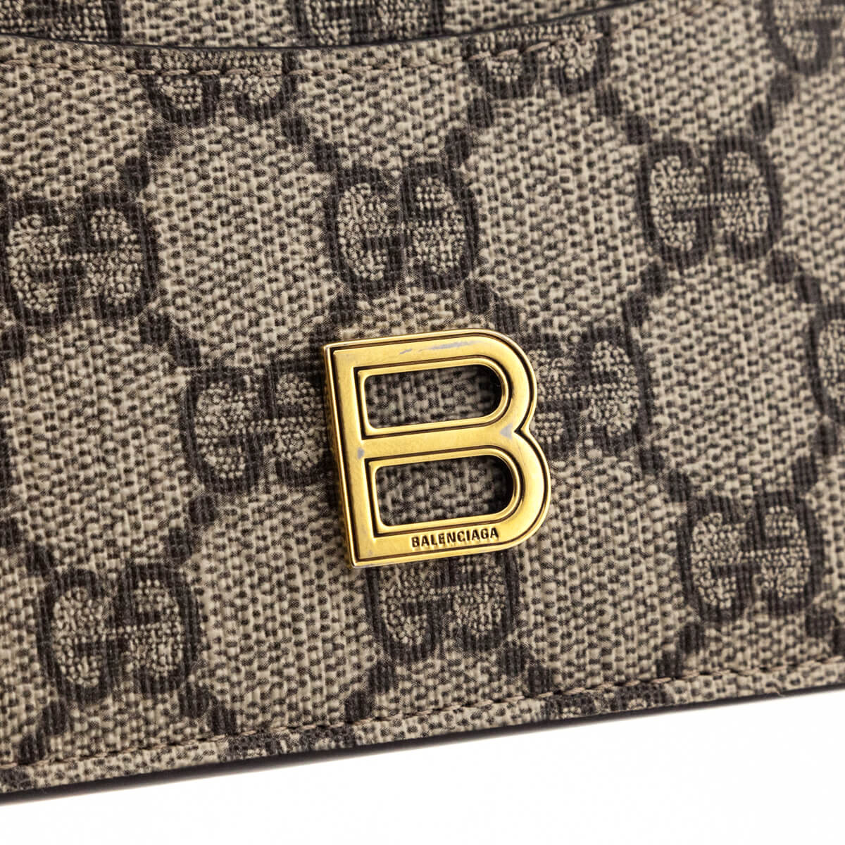 Gucci x Balenciaga Beige GG Supreme Monogram Zip Card Case