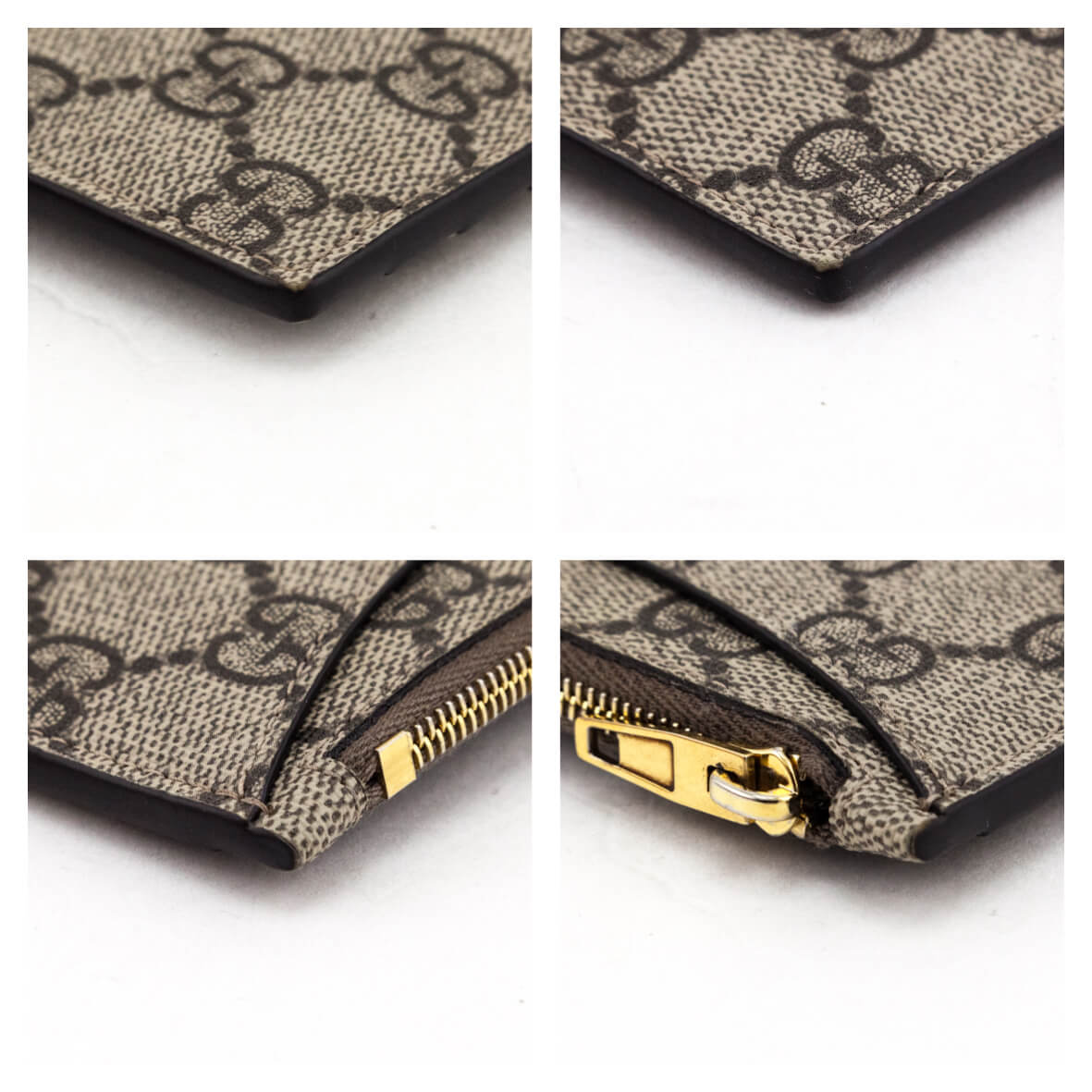 Gucci x Balenciaga Beige GG Supreme Monogram Zip Card Case