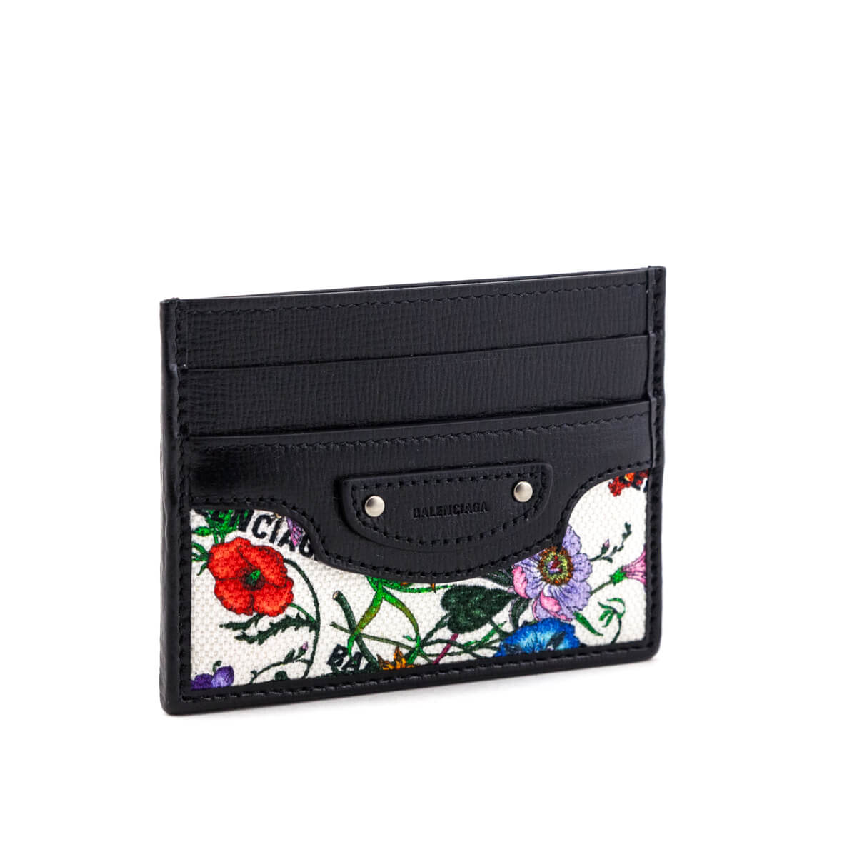 Gucci x Balenciaga Canvas Azalea Calfskin Flora Logo Print Neo Classic Card Holder