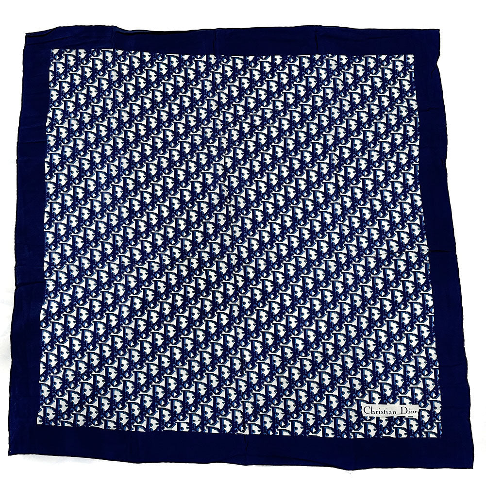 Christian Dior scarf silk Navy Trotter Women Used