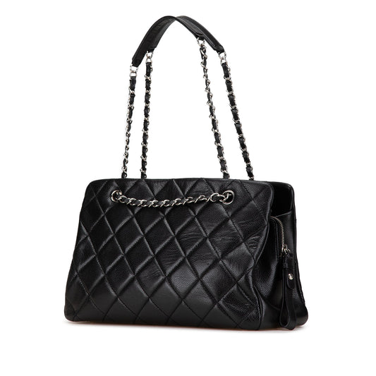 Black Chanel CC Quilted Caviar Chain Tote