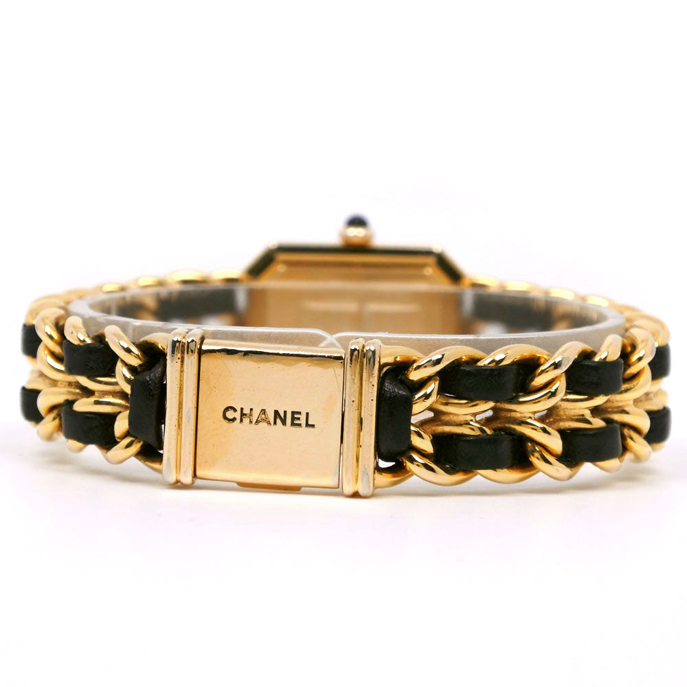 CHANEL Watches Quartz H0001 Plated Gold , Leather Black / gold Premiere L black dial Women Secondhand