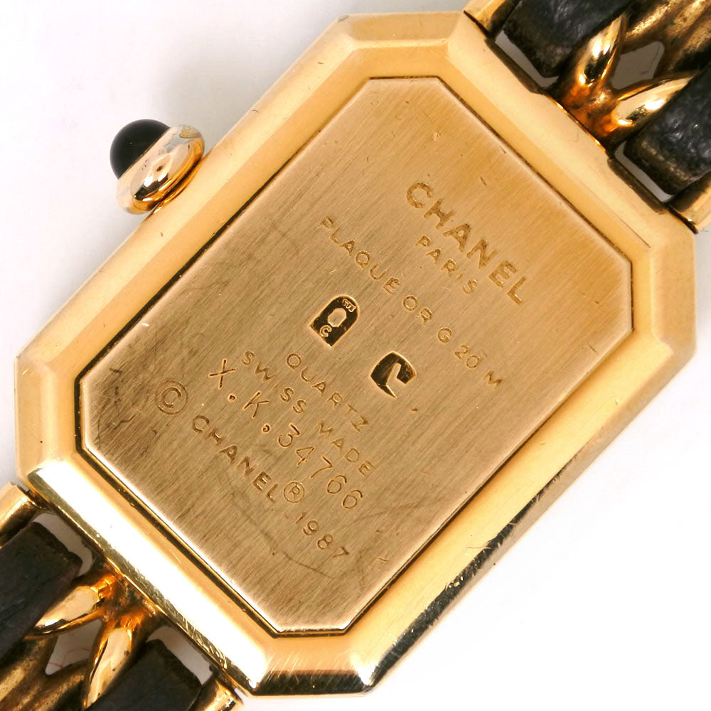 CHANEL Watches Quartz H0001 Plated Gold , Leather Black / gold Premiere L black dial Women Secondhand