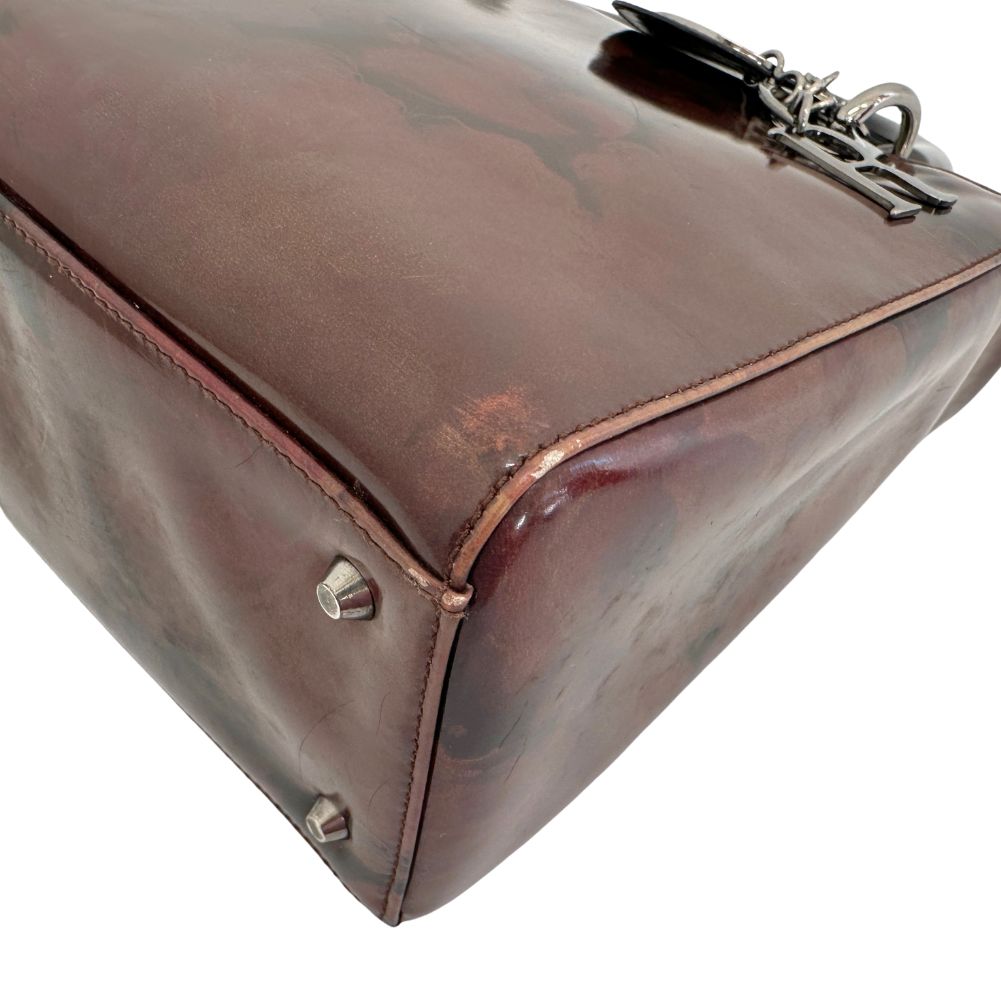 Christian Dior Handbag MA-0958 Patent leather Brown Lady Dior Women Used