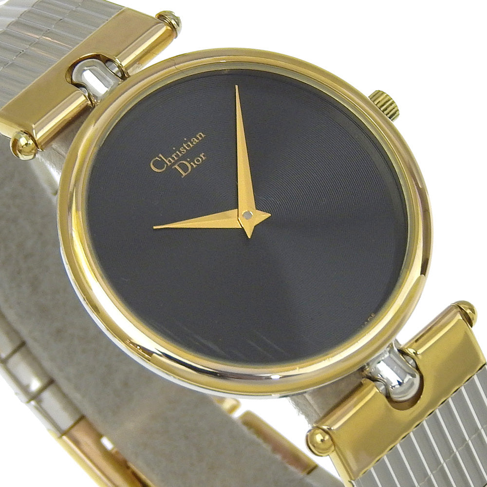 Christian Dior Watches Quartz 3026 Stainless Steel , Plated Gold black black dial