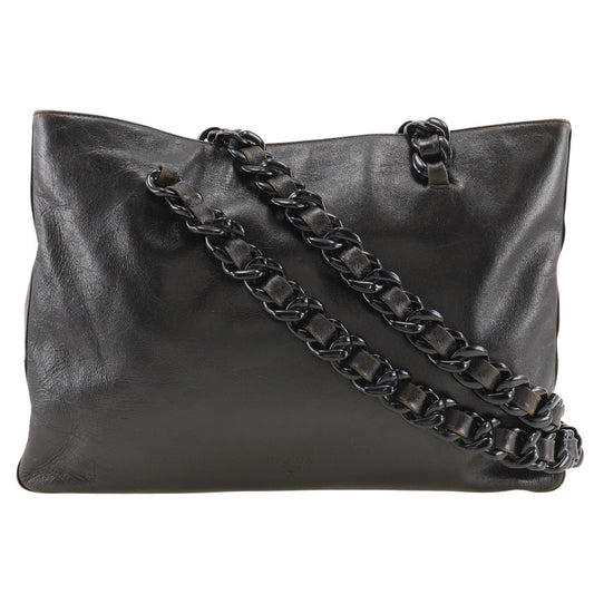 PRADA Shoulder Bag Calfskin black plastic chain Women Used