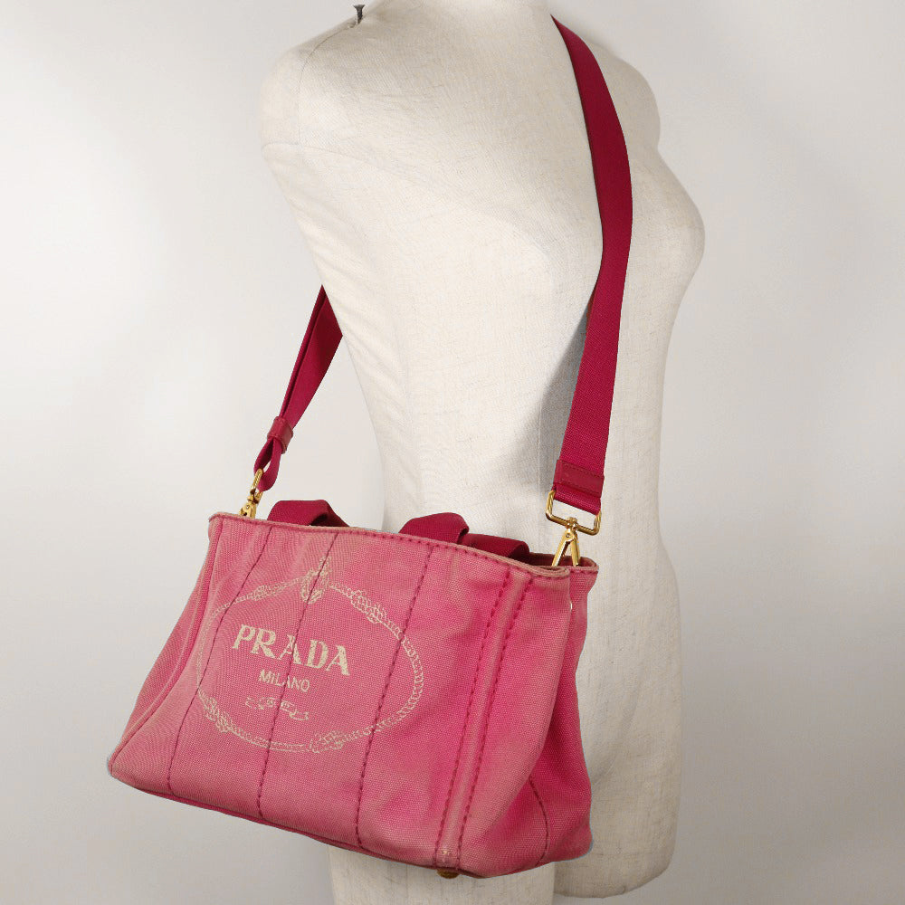 PRADA Handbag canvas pink 2WAYShoulder Canapa mini Women Used