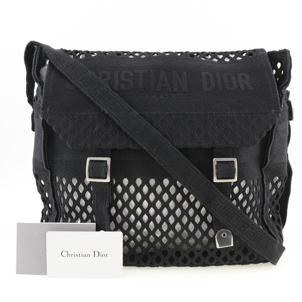 Christian Dior Shoulder Bag canvas black mesh Messenger