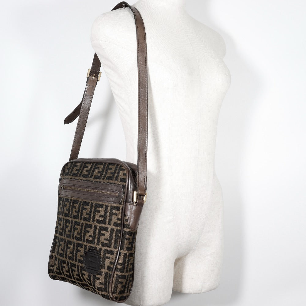 FENDI Shoulder Bag canvas Brown Zucca