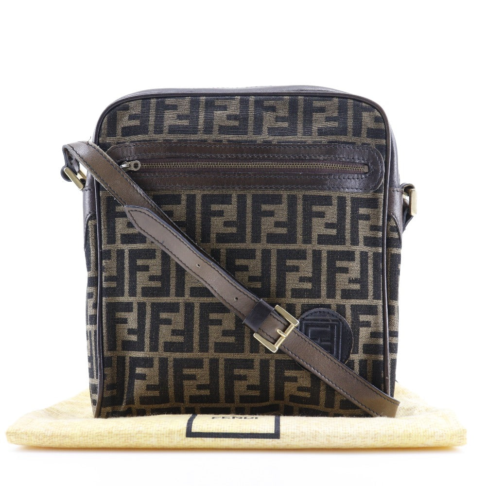 FENDI Shoulder Bag canvas Brown Zucca