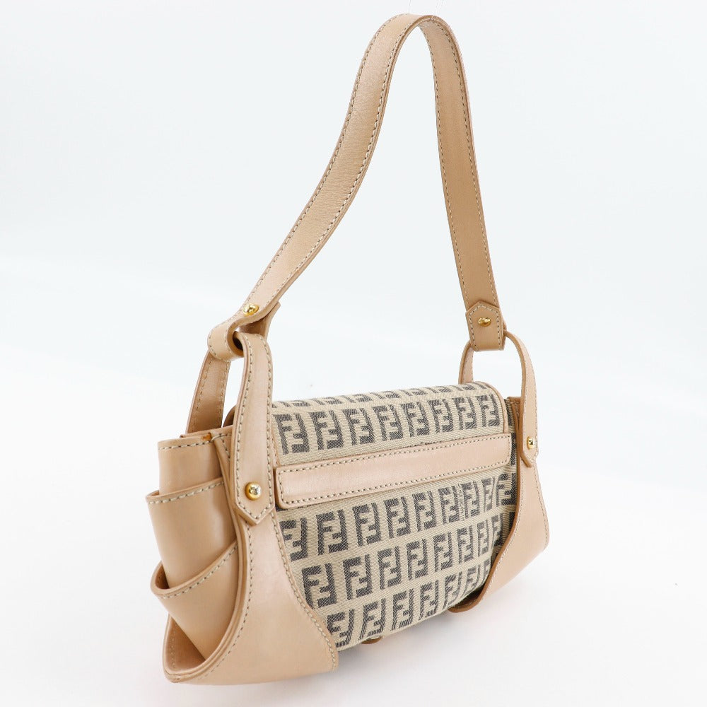 FENDI Shoulder Bag 8BR422 canvas beige one belt Zucchino