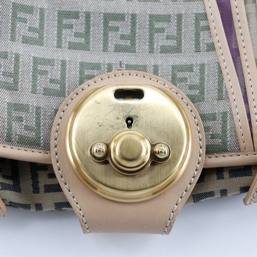 FENDI Shoulder Bag 8BR422 canvas beige one belt Zucchino