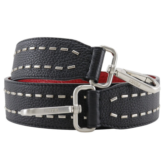 FENDI Shoulder strap leather Black / red Studs Celeria