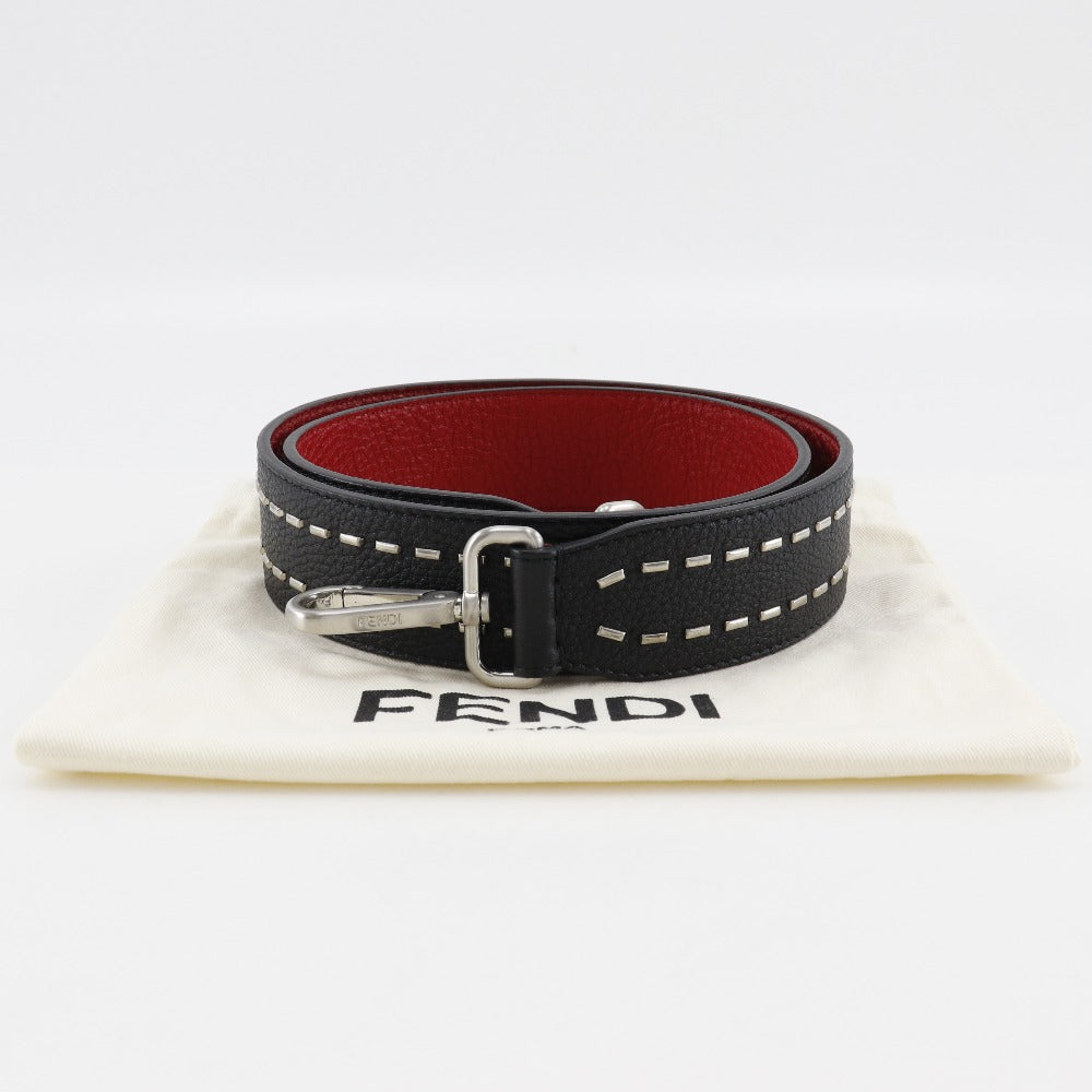 FENDI Shoulder strap leather Black / red Studs Celeria