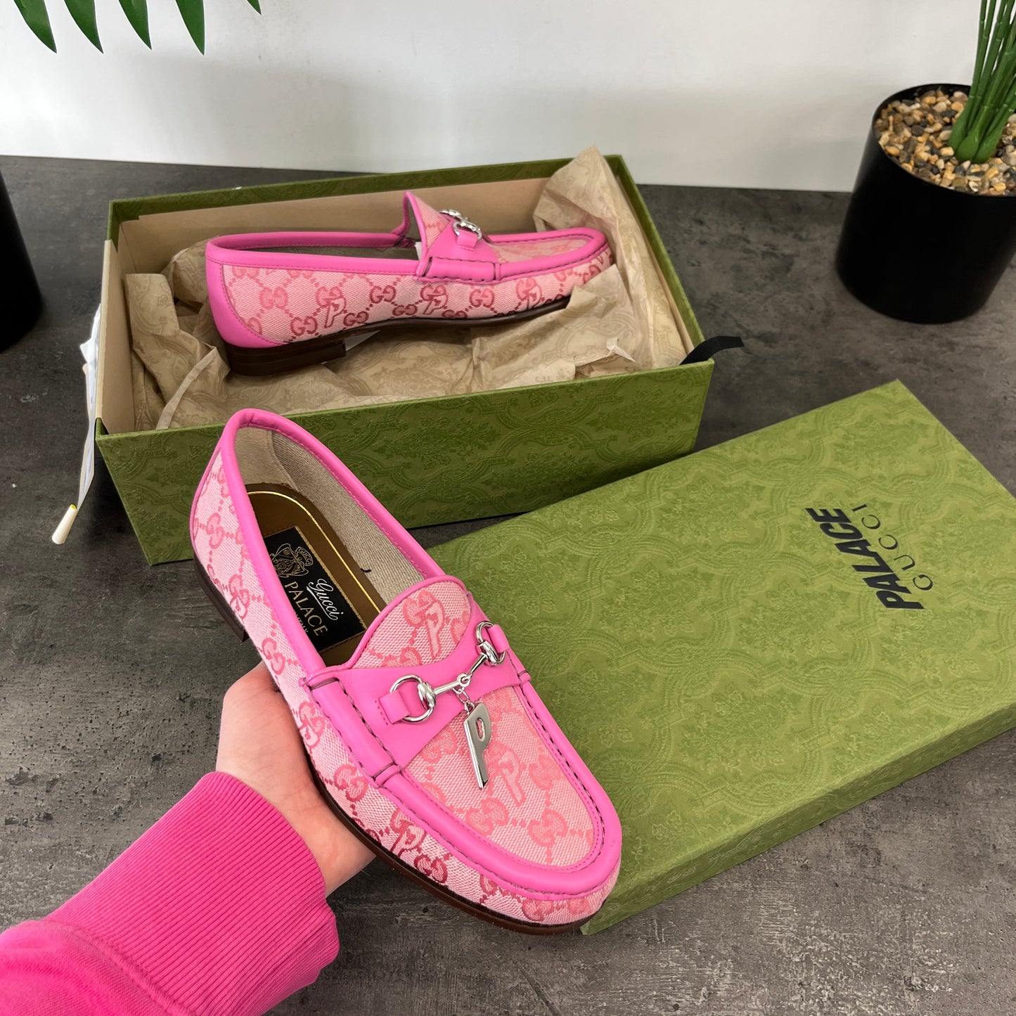 Women's X Palace Gg Supreme Loafers Pink Size EU 35.5 / UK 2.5