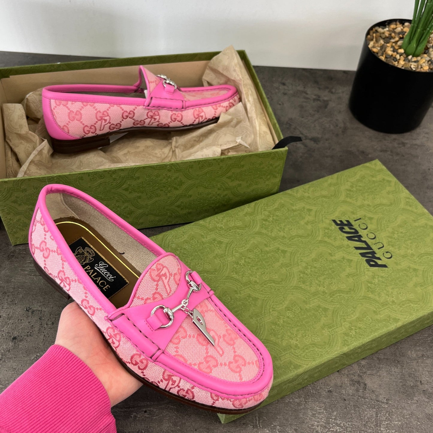 Women's X Palace Gg Supreme Loafers Pink Size EU 35.5 / UK 2.5