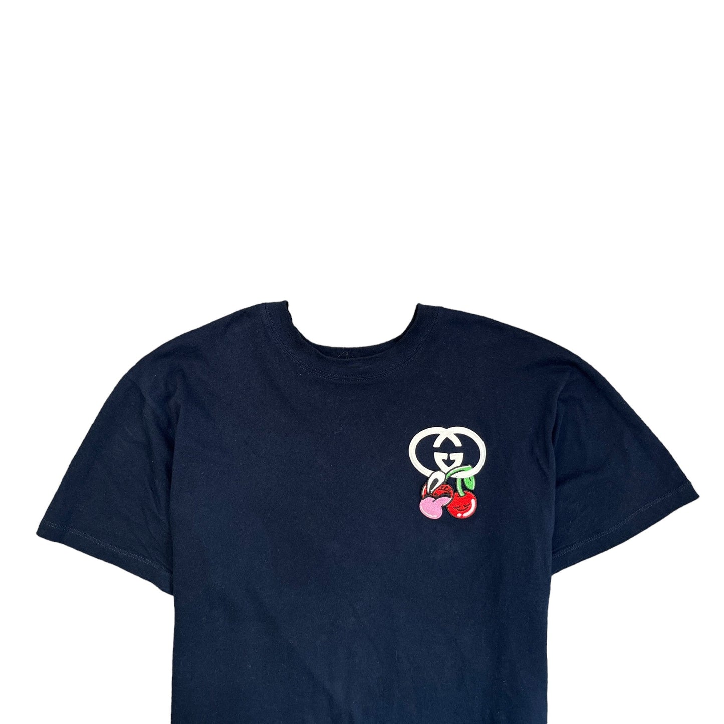 Women's Embroidered Patch Logo T-Shirt Navy Size M