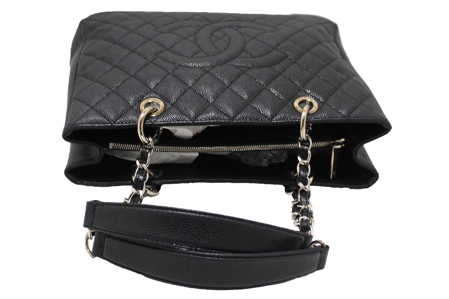 Chanel Black Quilted Caviar Leather Grand Shopper Tote Shoulder Bag