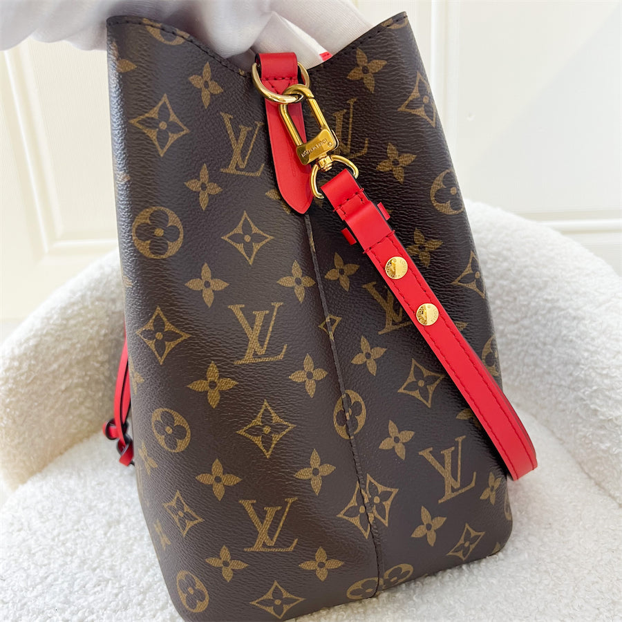 (Partial payment) LV Neonoe MM in Monogram Canvas with Coquelicot Red Interior and Strap