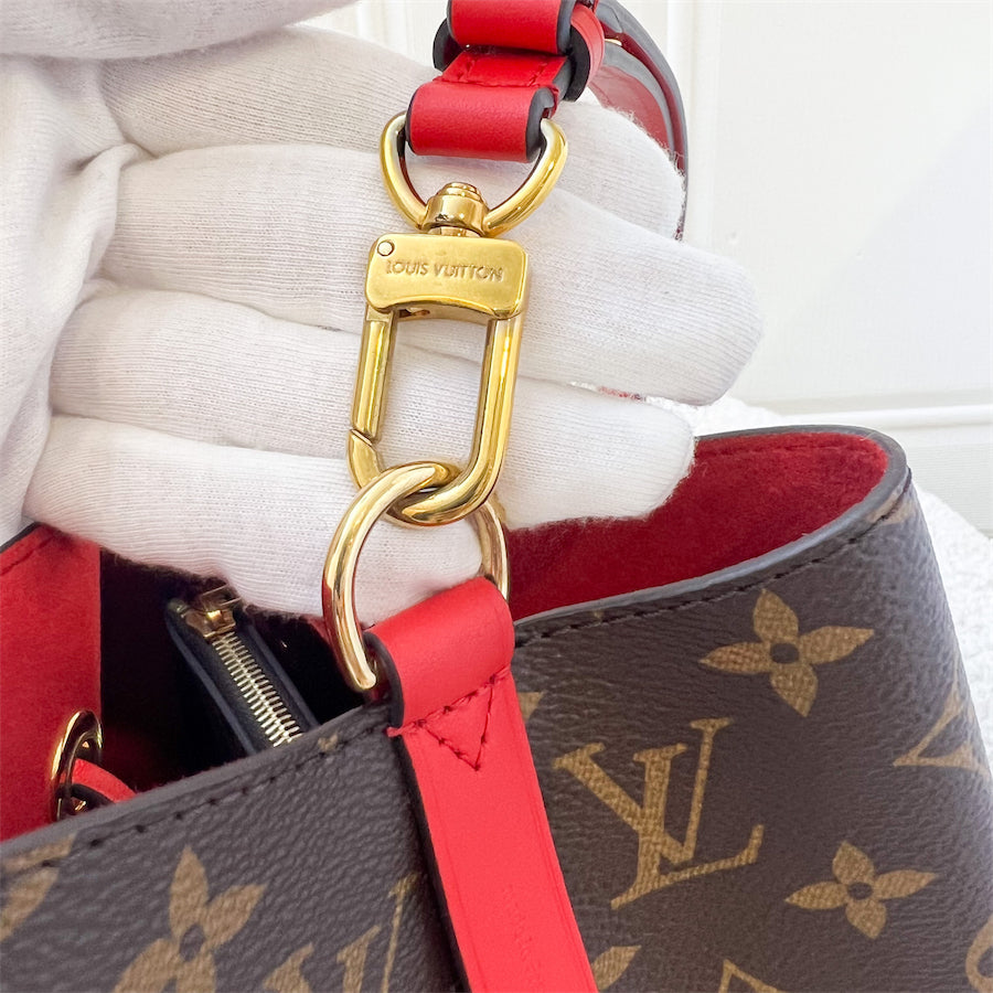 (Partial payment) LV Neonoe MM in Monogram Canvas with Coquelicot Red Interior and Strap