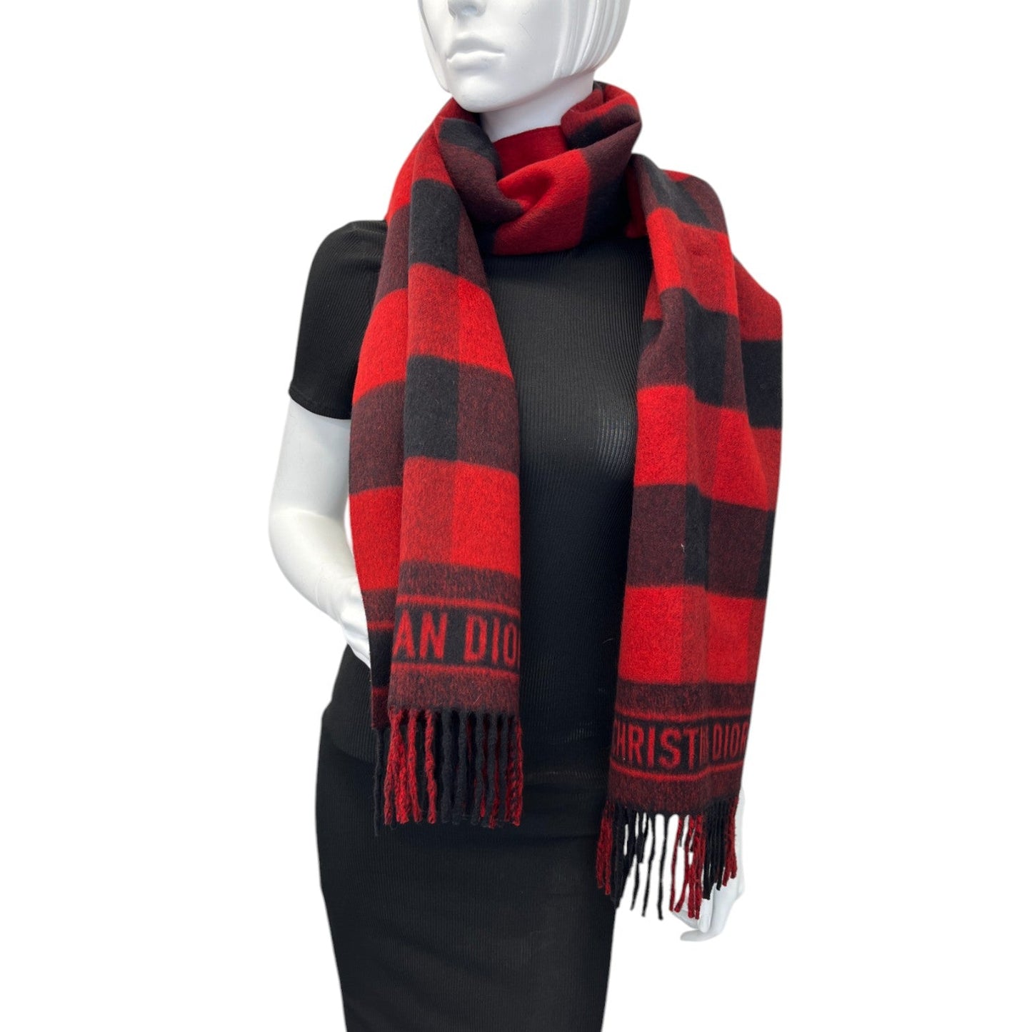 Women's Checkered Scarf Red