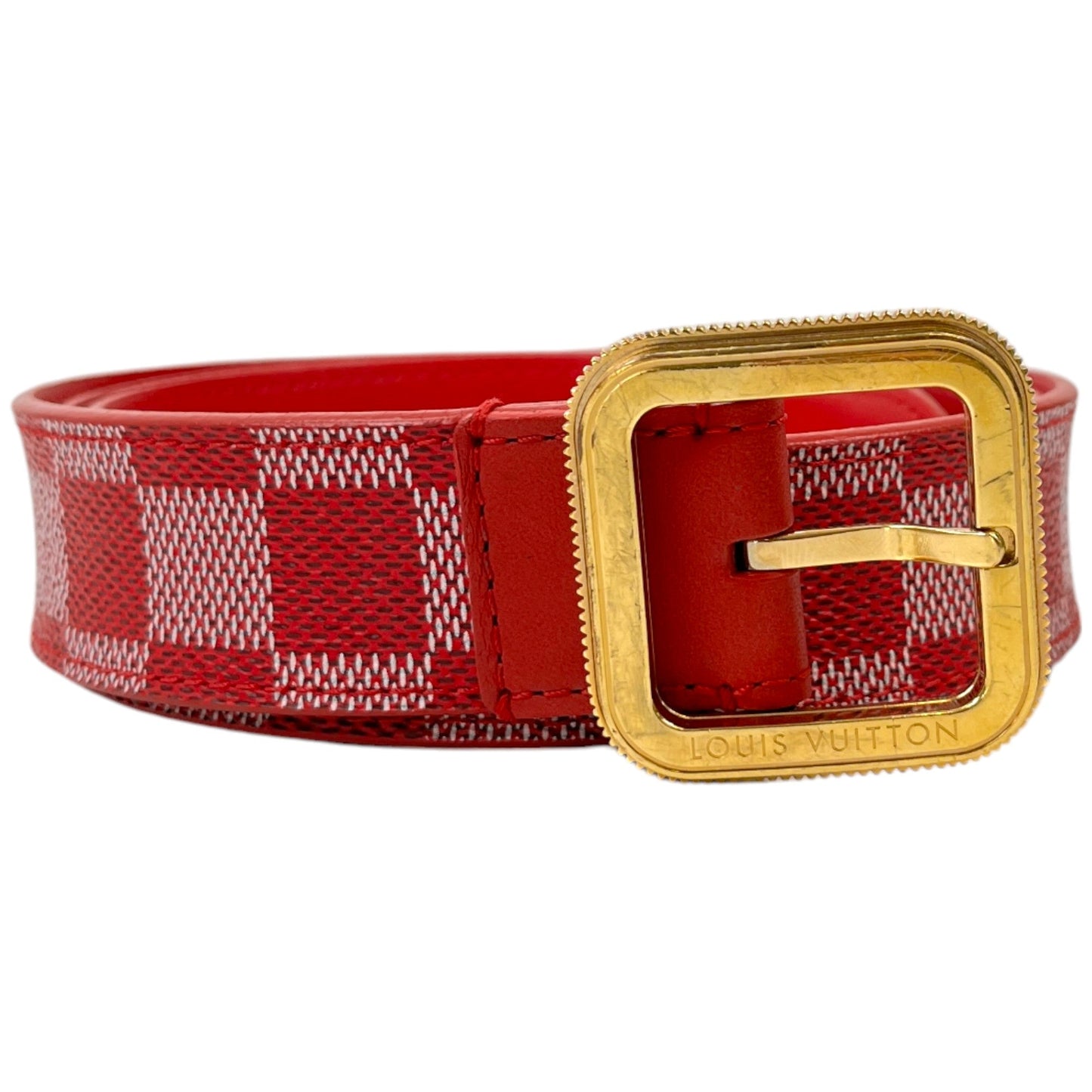 Women's Damier Belt Red Size Waist 30"