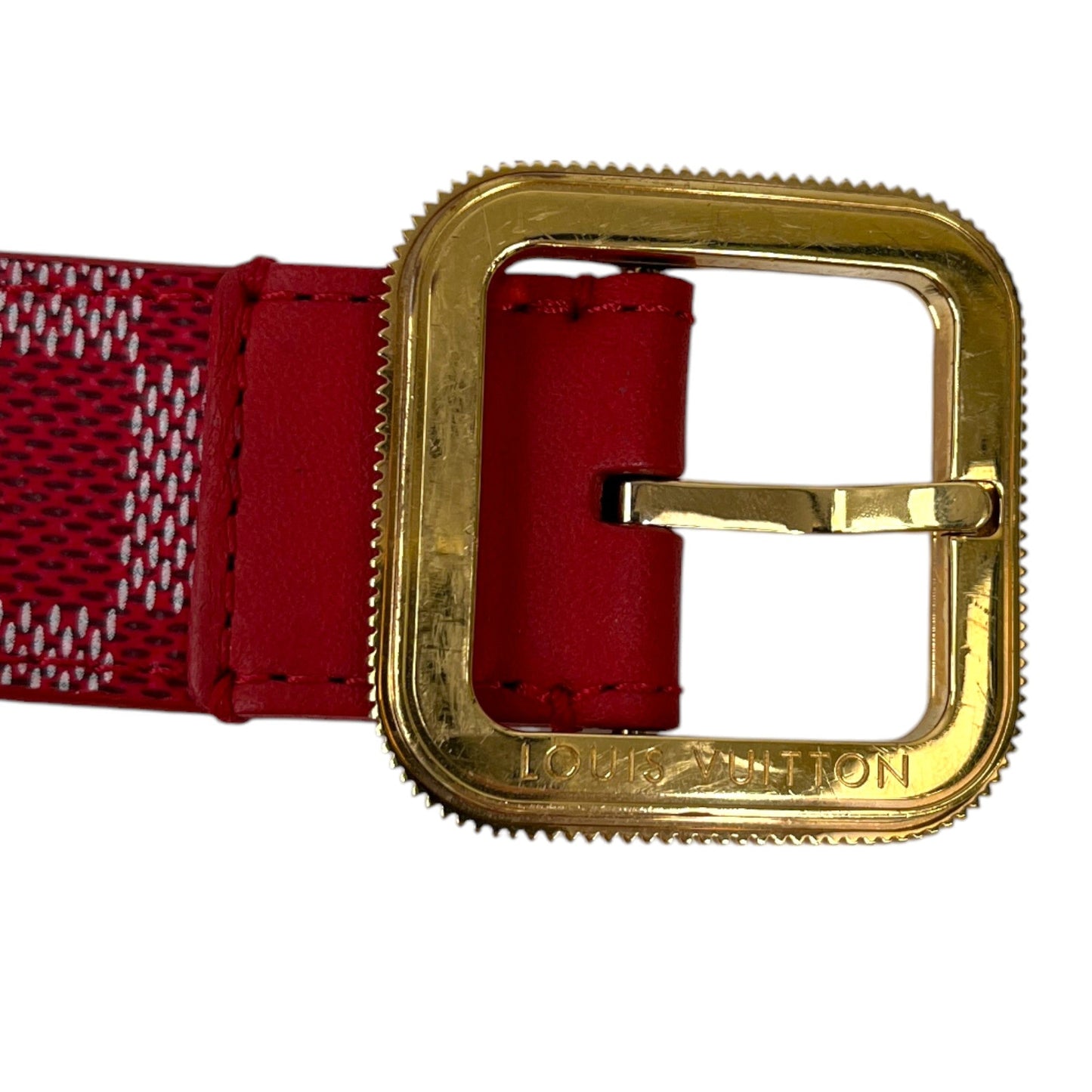 Women's Damier Belt Red Size Waist 30"