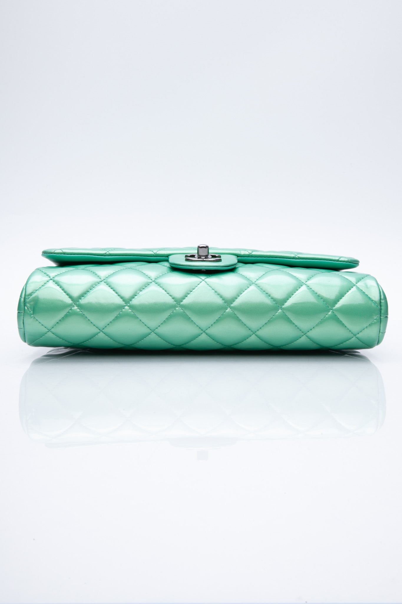 CHANEL Timeless Clutch On Chain Patent Leather Green