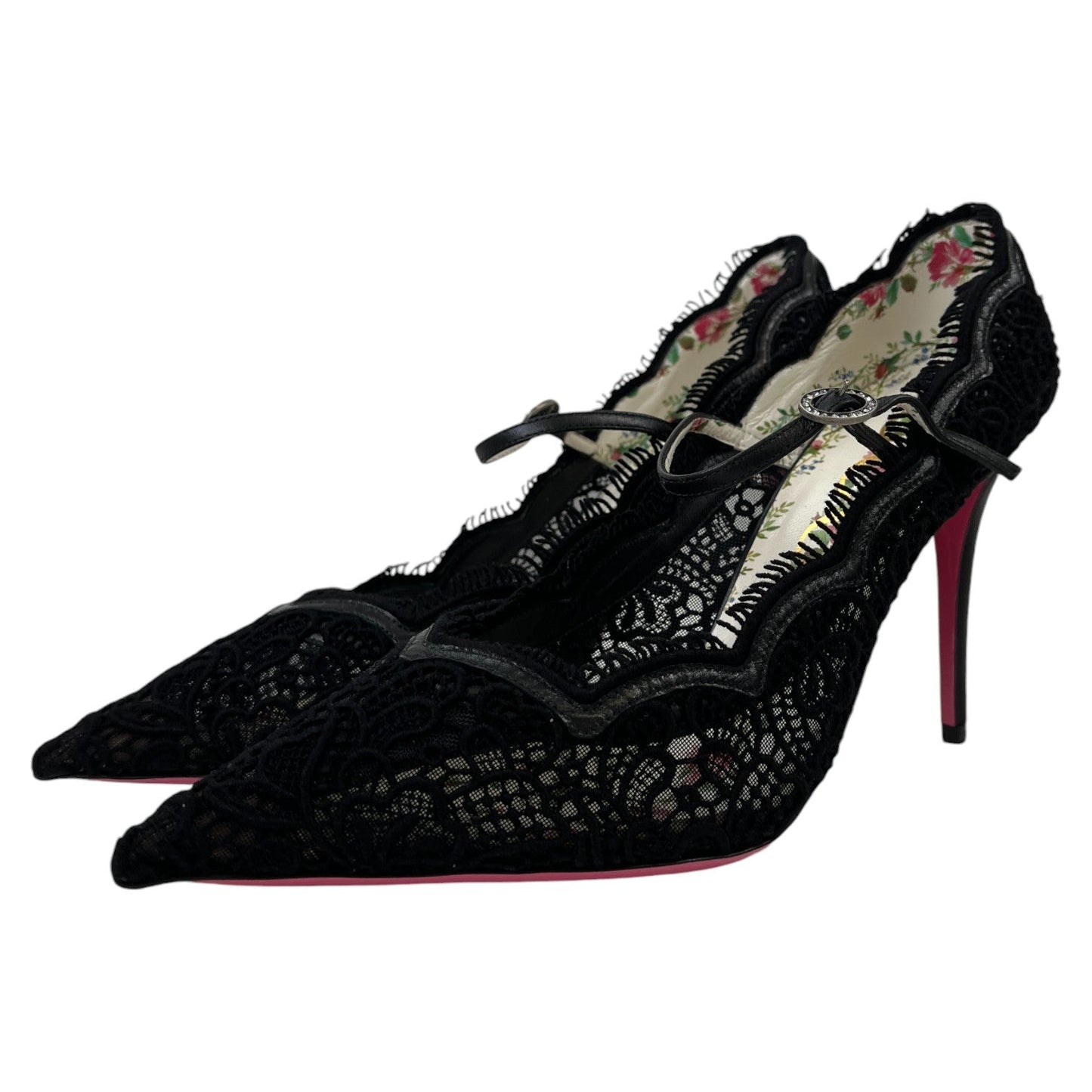 Women's Virginia Mary Jane Lace Crystal Heels Black Size EU 41 / UK 8