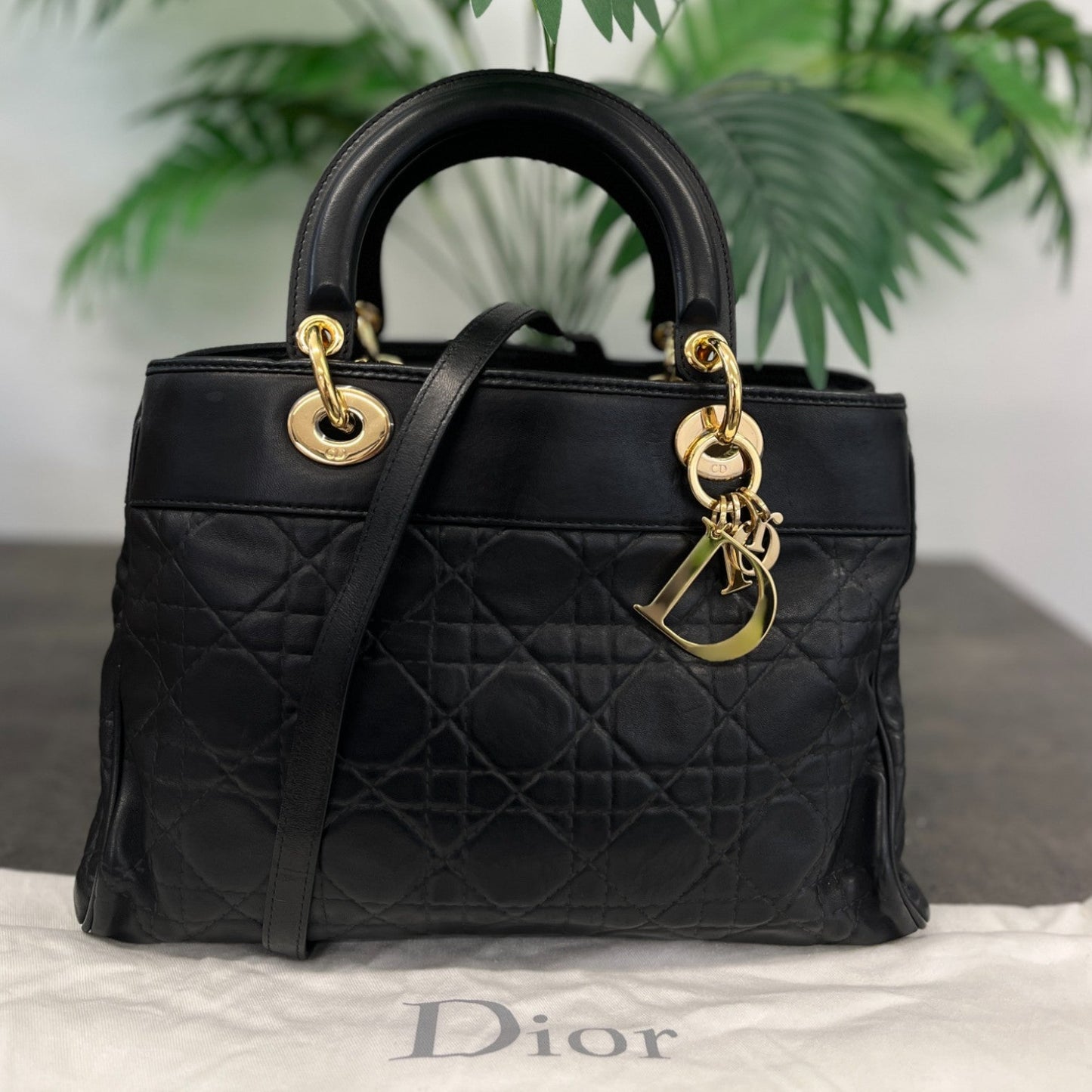 Women's Vintage Large Lady Dior Bag Black