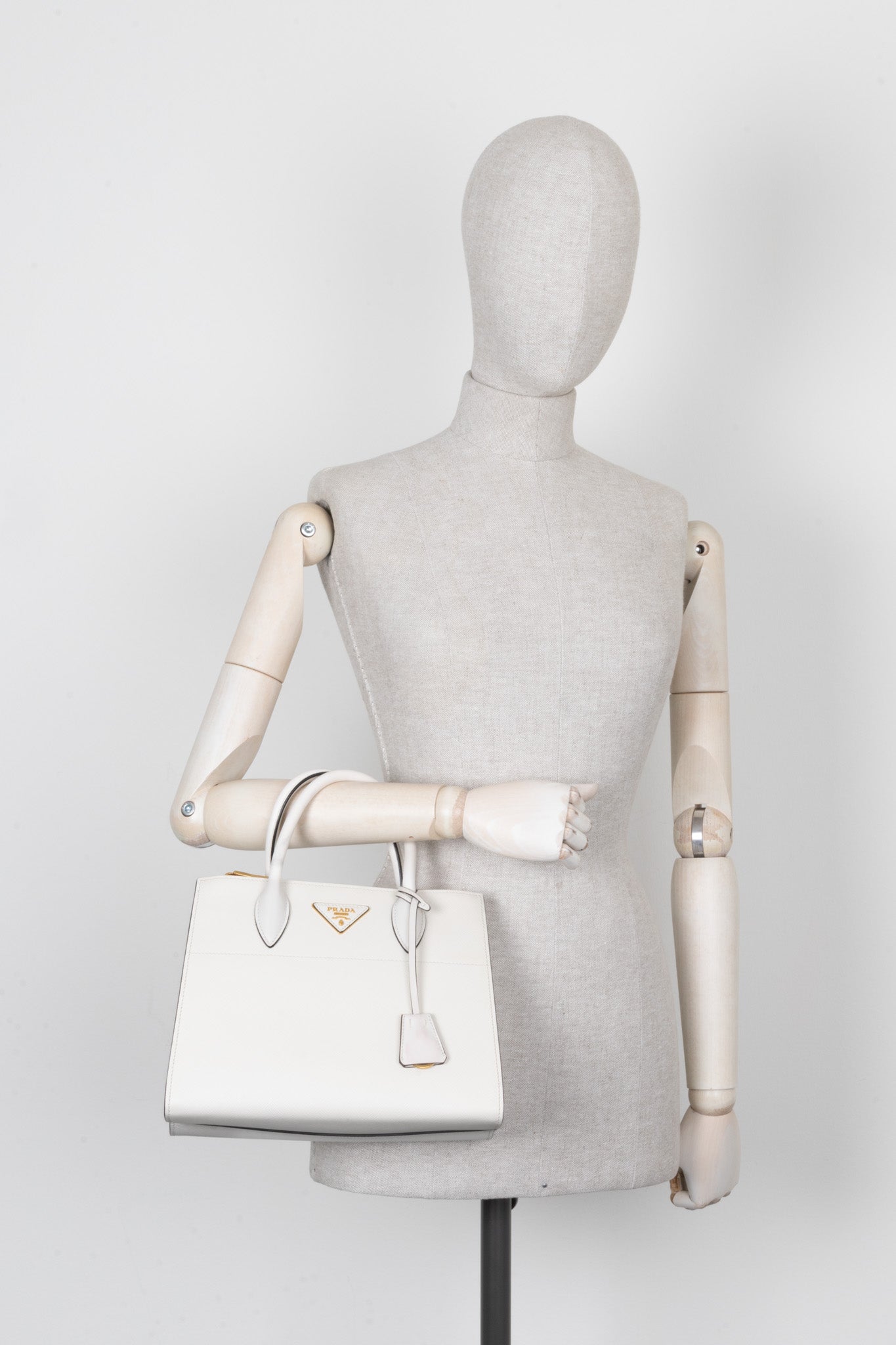 PRADA Paradigm Crossbody Bag Saffiano White