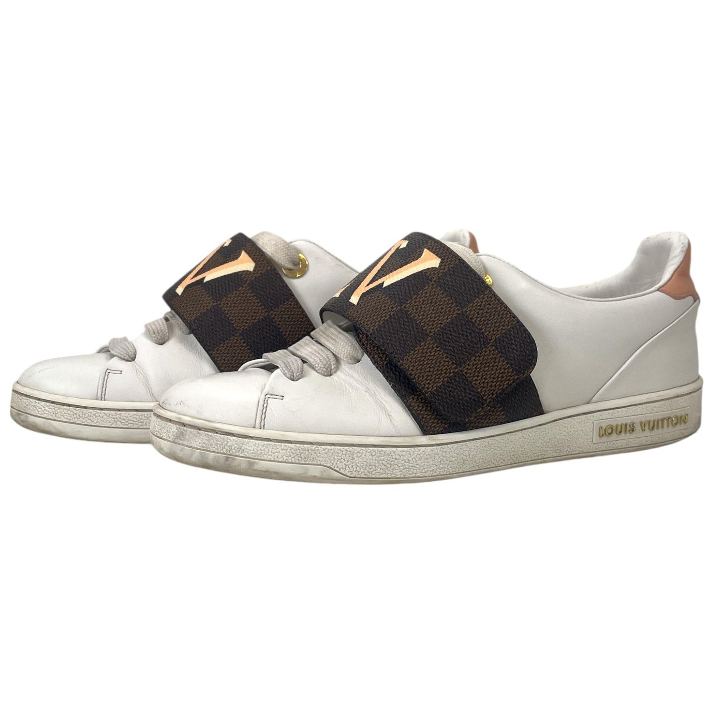 Women's Damier Ebene Front Row Low Trainers White Size EU 36 / UK 3