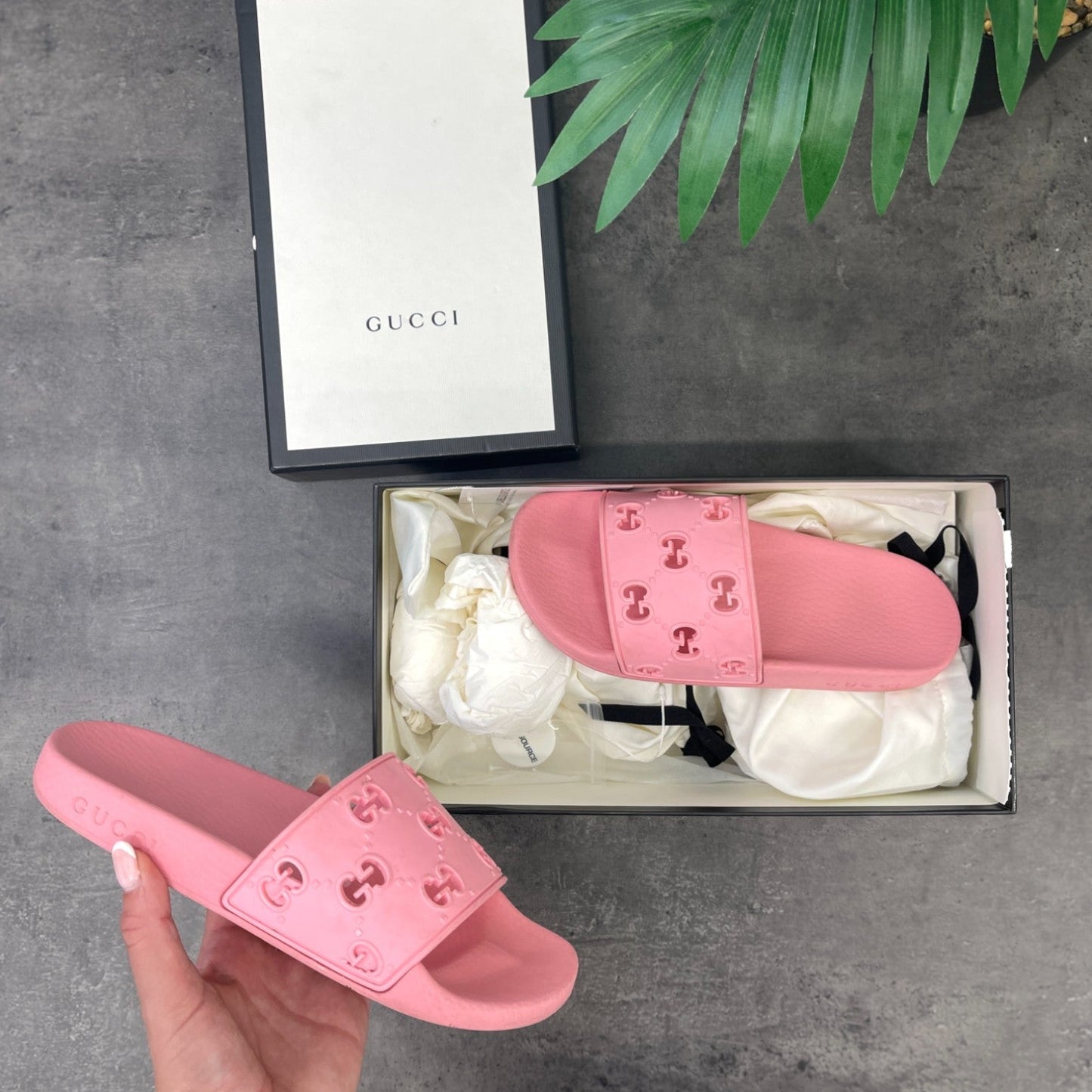 Women's Gg Cutout Monogram Slides Pink Size EU 36 / UK 3