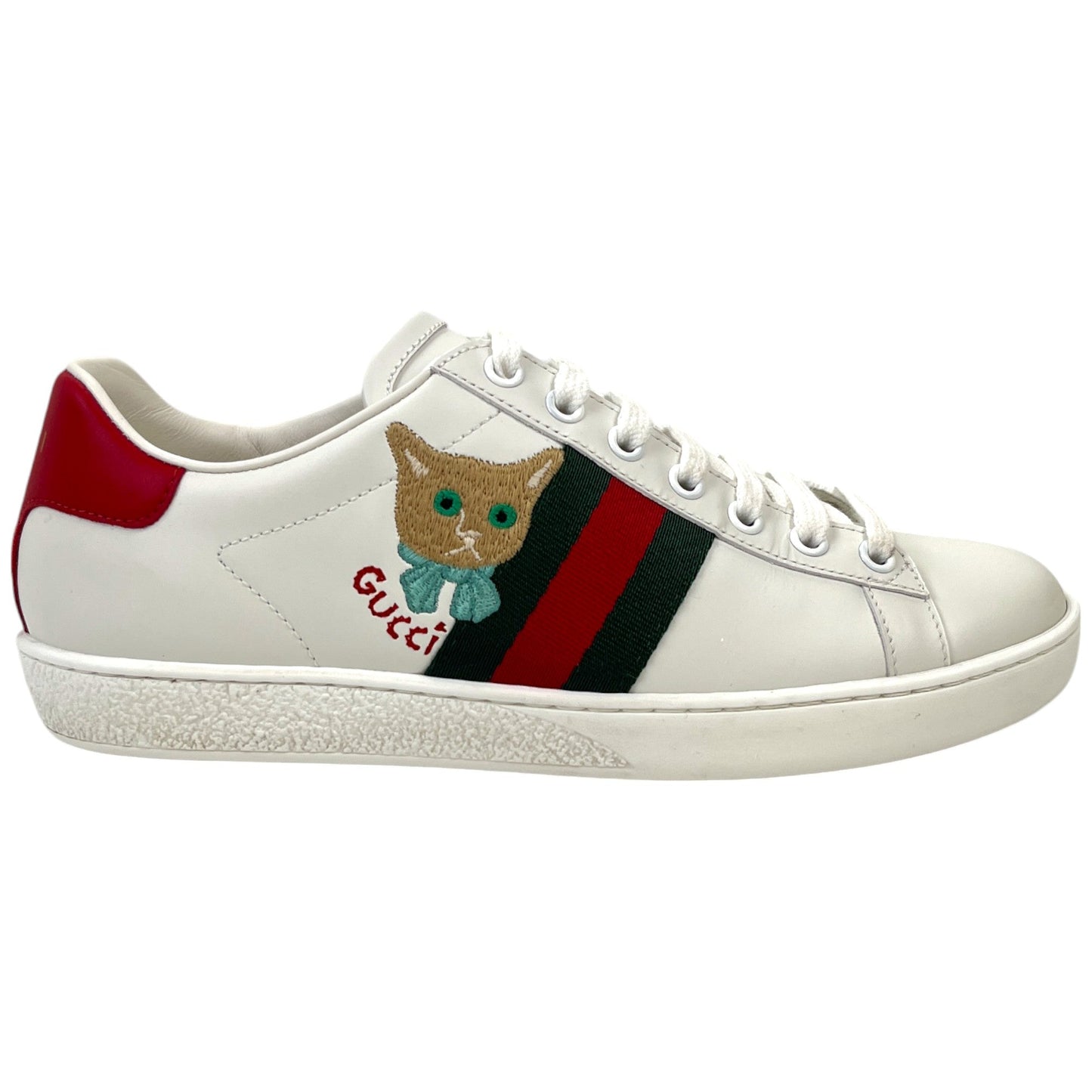 Women's Ace Embroidered Cat Low Trainers White Size EU 37 / UK 4