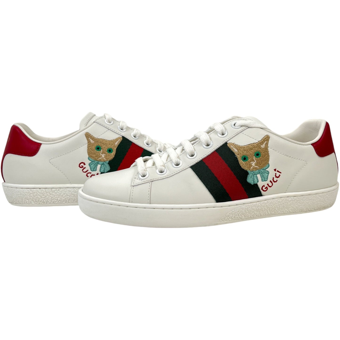 Women's Ace Embroidered Cat Low Trainers White Size EU 37 / UK 4